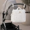 Bolso de maternidad impermeable de Mayoral con cambiador y mochila para bebé bodoques grises sobre blanco 2