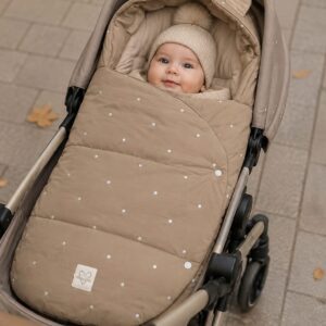 Saco para capazo bebé bodoques blancos sobre beige