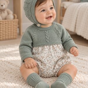 Pelele estampado + capota "Verde agua"