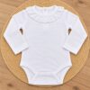 Body Bebé Blanco de Manga Larga con Cuello de Bordado Inglés 1 Body Bebé Blanco de Manga Larga con Cuello de Bordado Inglés 1