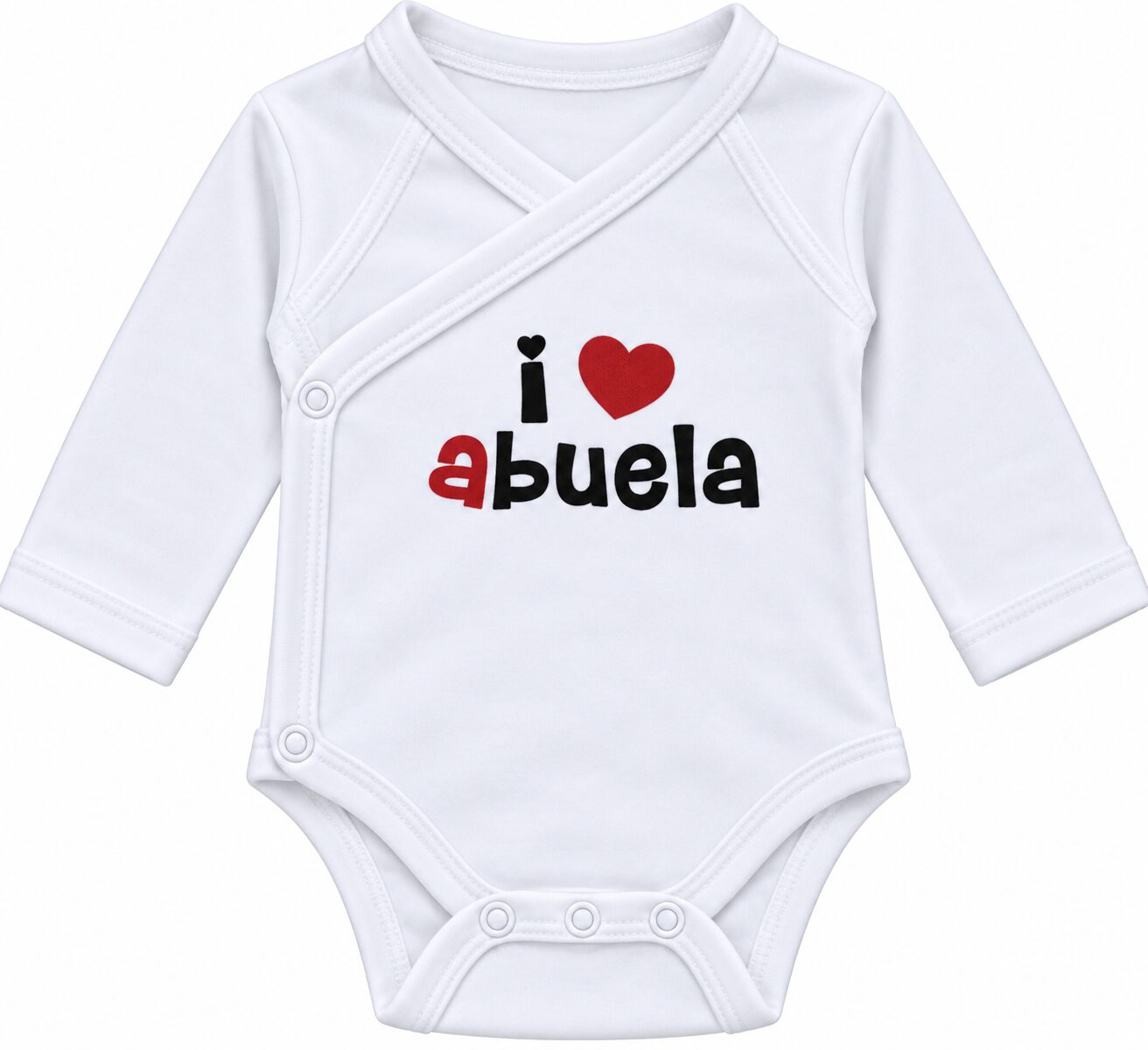 Body blanco “i ❤️ abuela” (1) Body Bebé Blanco de Manga Larga «I ❤️ Abuela» 3