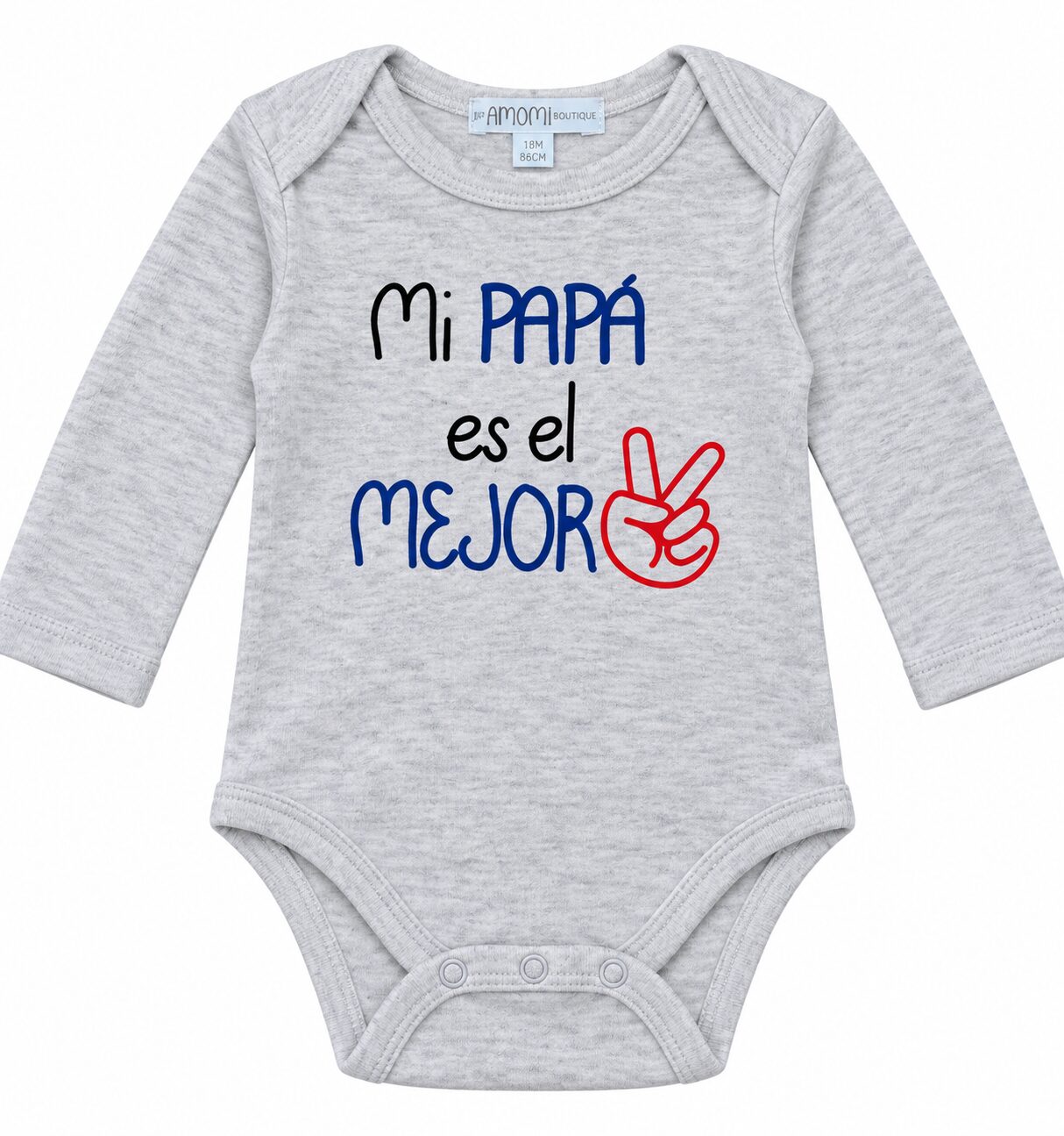 Body gris “Mi papá es el mejor” Body Bebé Gris de Manga Larga «Mi Papá es el Mejor» ✌️ 3