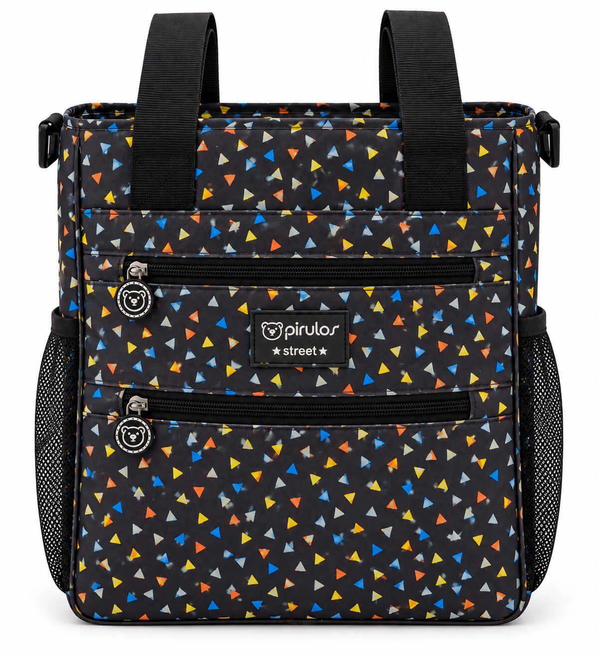 Bolso Pirulos Street con Triángulos Coloridos Bolso Panera Pirulos Street Bebé Gris con Estampado Multicolor 3