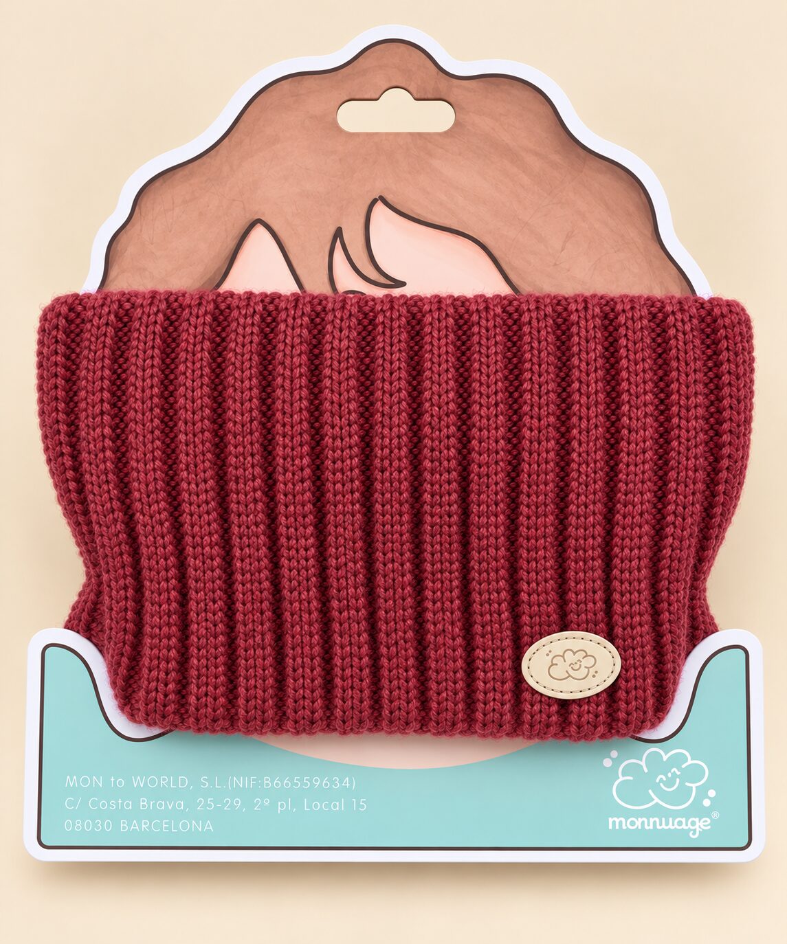 Buf de punto burdeos en empaque pastel Braga de Cuello de Punto Rioja Monnuage (6-24 Meses) 2