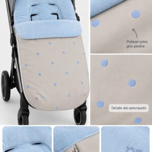 Saco de Invierno Universal para Silla de Paseo – Gris Piedra y Celeste 5 Saco de Invierno Universal para Silla de Paseo – Gris Piedra y Celeste 9