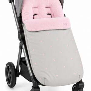 Saco de Invierno Universal para Silla de Paseo – Polipiel Gris Piedra y Bodoques Rosas