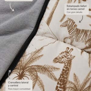 Saco de Invierno Universal para Silla de Paseo – Estampado Safari Camel y Gris 5 Saco de Invierno Universal para Silla de Paseo – Estampado Safari Camel y Gris 9
