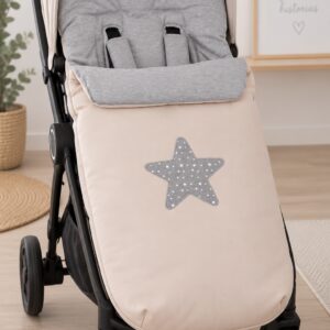 Saco de Invierno Universal para Silla de Paseo – Beige y Gris con Estrella