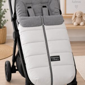 Saco de Invierno para Silla de Paseo – Gris y Blanco con Interior de Pelo