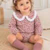Ranita Bebé Floral Rosa con Cuello de Volantes Blancos