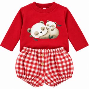 Conjunto Niño Rojo con Sudadera de Ositos Panda y Bombacho Vichy 4 Conjunto Niño Rojo con Sudadera de Ositos Panda y Bombacho Vichy 7
