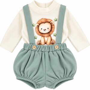 Conjunto de bebé niño con estampado de león 🦁 7