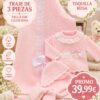 Pack Conjunto Bebé 3 Piezas + Toquilla Rosa | Talla 0M 2