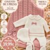 Pack Conjunto Bebé 3 Piezas + Toquilla Color Blanco y detalles maquillaje | Talla 0M 1