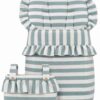 Pack de Saco para silla de paseo + bolso de rayas verde agua y marfil 2 Pack de Saco para silla de paseo + bolso de rayas verde agua y marfil 2