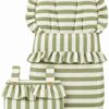 Pack saco y bolso para silla de paseo – Rayas verde y beige 1 Pack saco y bolso para silla de paseo – Rayas verde y beige 1