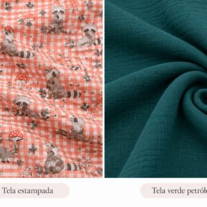 Pack saco y bolso para silla de paseo – Estampado vichy coral con animalitos y verde petróleo 5 Pack saco y bolso para silla de paseo – Estampado vichy coral con animalitos y verde petróleo 9