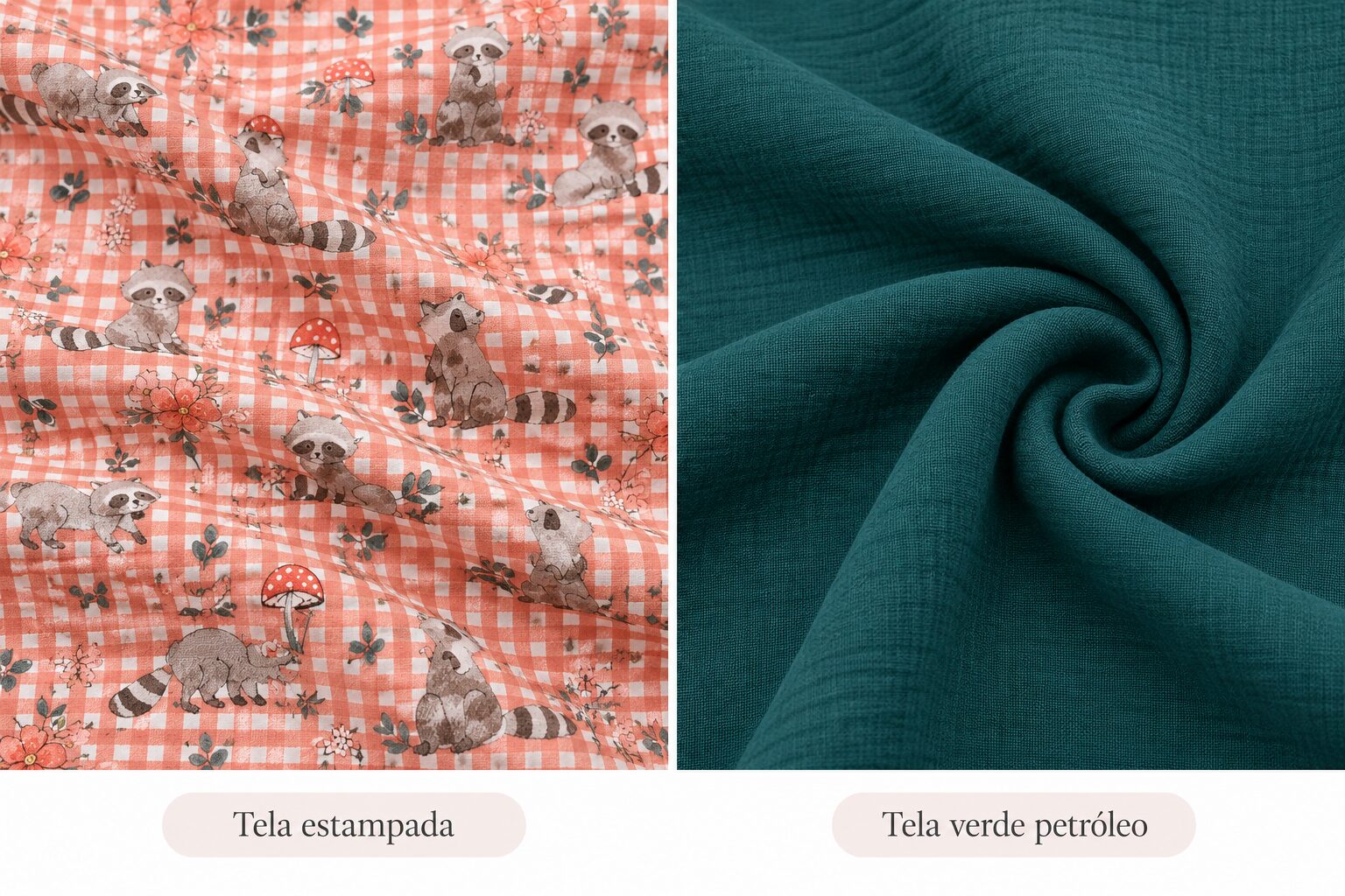 ChatGPT Image 30 sept 2026, 20_27_32 Pack saco y bolso para silla de paseo – Estampado vichy coral con animalitos y verde petróleo 6