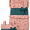 Pack saco y bolso para silla de paseo – Estampado vichy coral con animalitos y verde petróleo 1 Pack saco y bolso para silla de paseo – Estampado vichy coral con animalitos y verde petróleo 1