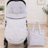Saco de silla de paseo con bolso a juego de cuadros vichy gris 2