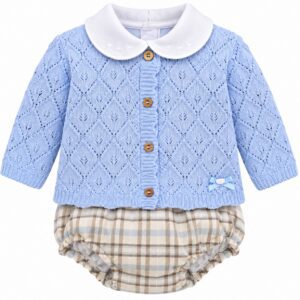 Conjunto de Bebé Azul Celeste con Rebeca de Punto y Braguita de Cuadros 4 Conjunto de Bebé Azul Celeste con Rebeca de Punto y Braguita de Cuadros 7