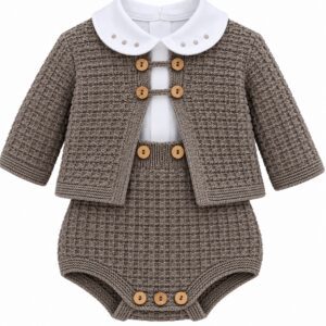 Conjunto de Bebé Marrón Topo de 3 Piezas con Peto, Rebeca y Camisa 4 Conjunto de Bebé Marrón Topo de 3 Piezas con Peto, Rebeca y Camisa 7