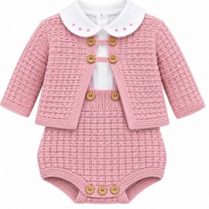 Conjunto de Bebé Rosa de 3 Piezas con Peto, Rebeca y Camisa 4 Conjunto de Bebé Rosa de 3 Piezas con Peto, Rebeca y Camisa 7