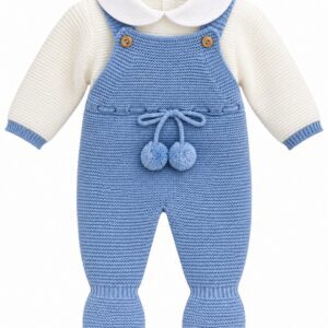 Conjunto de Niño con Peto de Punto Azul Empolvado y Jersey Crudo de Cuello Bebé 4 Conjunto de Niño con Peto de Punto Azul Empolvado y Jersey Crudo de Cuello Bebé 7