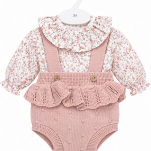 Conjunto de Niña con Ranita de Punto Rosa Empolvado y Blusa Floral con Volante 4 Conjunto de Niña con Ranita de Punto Rosa Empolvado y Blusa Floral con Volante 7