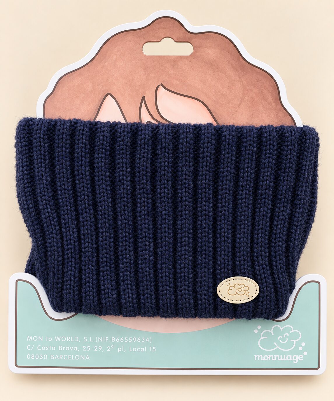 Cuello de punto azul marino con tarjeta pastel Braga de Cuello de Punto Azul Marino Monnuage (6-24 Meses) 3