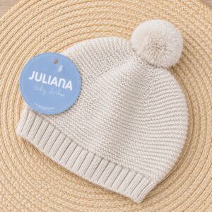 Gorro de Punto lino con Pompón Juliana (0-12 Meses)