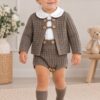 Conjunto de Bebé Marrón Topo de 3 Piezas con Peto, Rebeca y Camisa 2 Conjunto de Bebé Marrón Topo de 3 Piezas con Peto, Rebeca y Camisa 2
