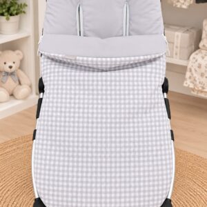 Saco para Silla de Paseo Vichy Gris y Blanco con Parte Superior Gris Claro
