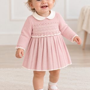 🎀 Vestido de Punto Rosa para Bebé