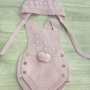 Conjunto de punto 2 piezas pompón. “Rosa maquillaje”