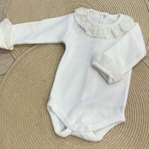Body Manga Larga con Cuello y Puños Volantes "Marfil"