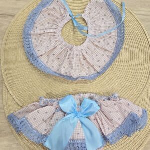 Cuello + braguita "Cuadritos rosa y azul"