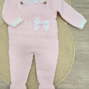 Conjunto de punto 2 piezas - cuello volante. "Rosa”
