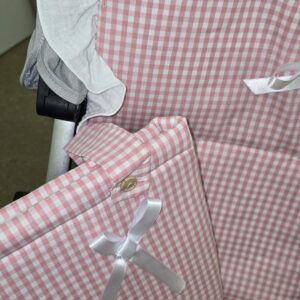 Colchoneta + Bolso "Vichy rosa-Volante blanco" 7