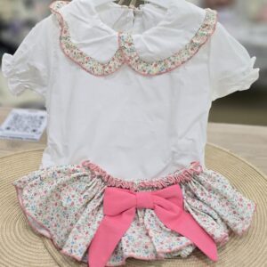 Conjunto Camiseta + Faldita "Cuello floral"