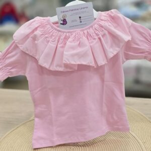 Camiseta de manga corta con cuello "Rosa"