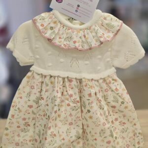 Vestido floral de hilo "Marfil"