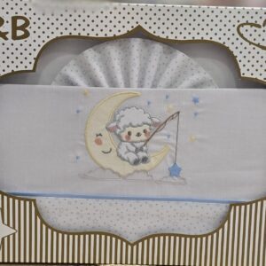 Pack sábanas estampadas Ovejita "Blanco/Celeste"