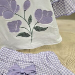Conjunto 2 piezas Camiseta + Falda "Florecitas lila" 4 Conjunto 2 piezas Camiseta + Falda "Florecitas lila" 7