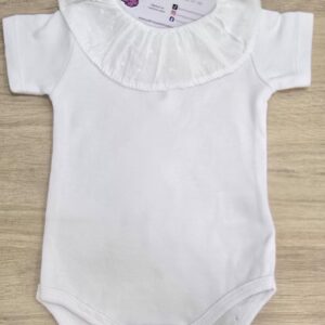 Body manga corta con cuello plumeti"Blanco"