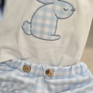 Conjunto 2 piezas Camiseta + Pololo "Conejito-Vichy Azul" 7