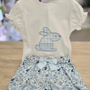 Conjunto 2 piezas Camiseta + Pantalón “Conejito-Vichy Azul”