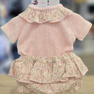 Conjunto 2 piezas hilo "Rosa bebé-Floral"