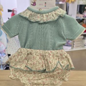 Conjunto 2 piezas hilo "Verde agua-Floral"