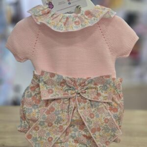 Conjunto 2 piezas hilo "Rosa bebé-Florecitas"